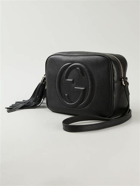 gucci black crossbody purse|black leather gucci crossbody bag.